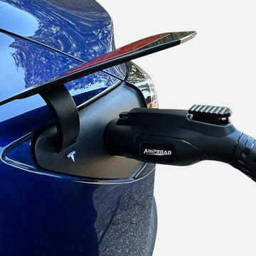 AMPROAD ev charger charging for Tesla with a J1772 to Tesla adapter