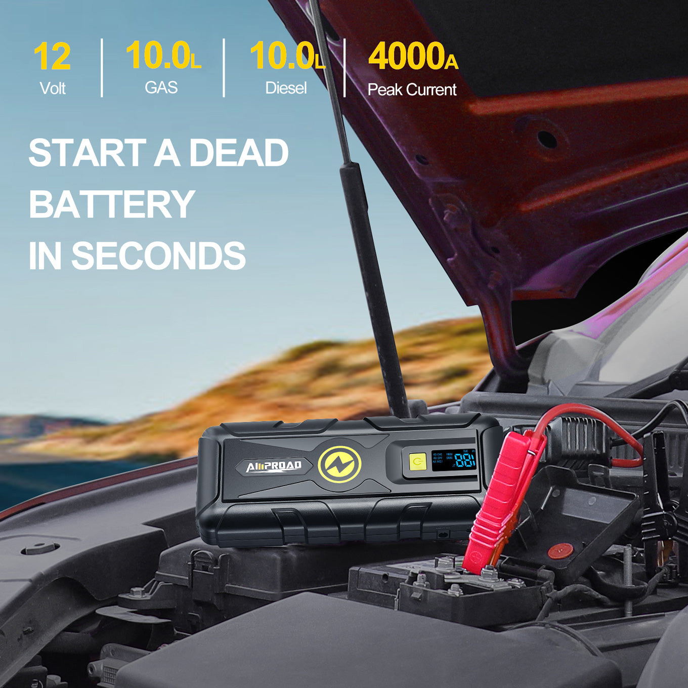 AMPROAD iRock 40 Jump Starter 4000A Peak Current 24000mAh Portable Car